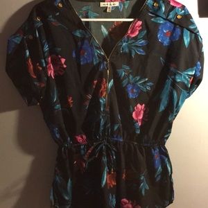 Black floral blouse